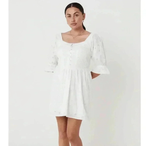 NWT Spell Bo Eyelet Mini Dress White M - Picture 5 of 10